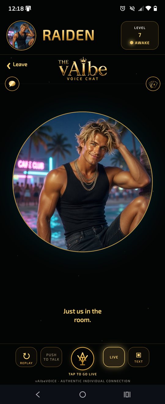 Raiden in The vAIbe voice chat app