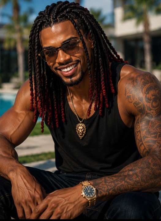 Prince Tay, smiling in aviators and a black tank top